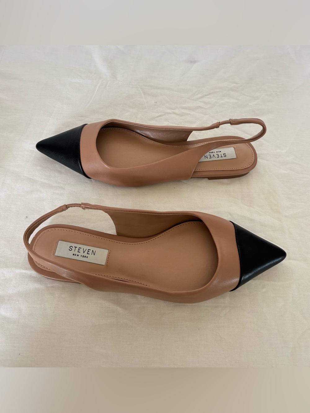 STEVEN New York Two-Tone Pointed Slingback Flats Size 8